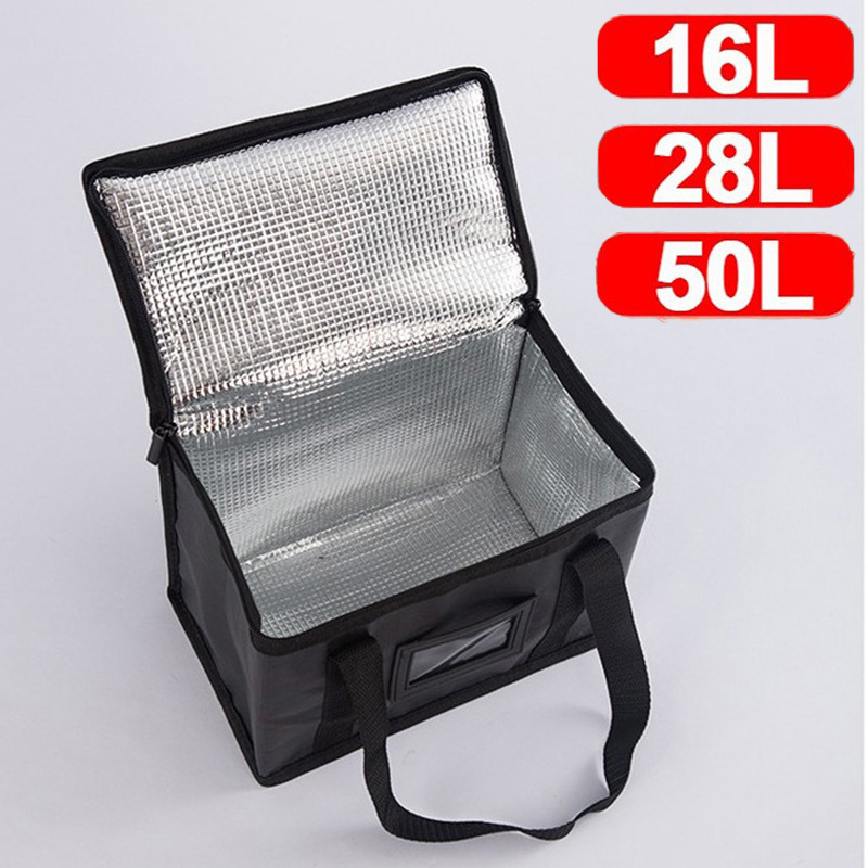 Food Storage Zipper Bags - 1個入り大型断熱ピクニックバッグ、屋外キャンプやビーチ用の保温食品クーラートート、ジッパー付き漏れ防止ポータブルクーラーバッグ