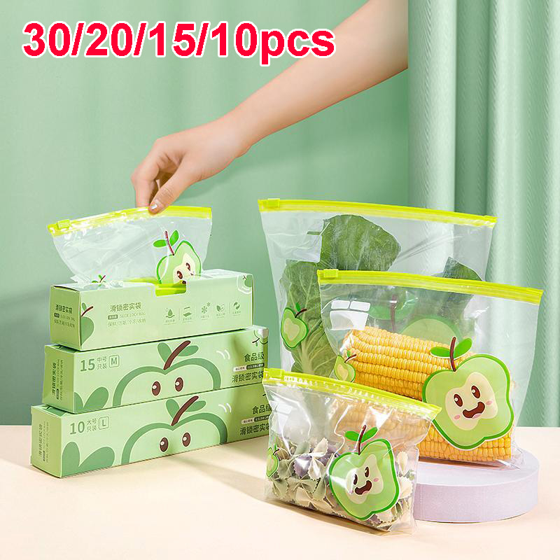 Food Storage Zipper Bags - 再利用可能なジップロックバッグ食品グレード透明保存袋冷蔵庫鮮度保持バッグ食品密封フルーツ食品冷凍専用