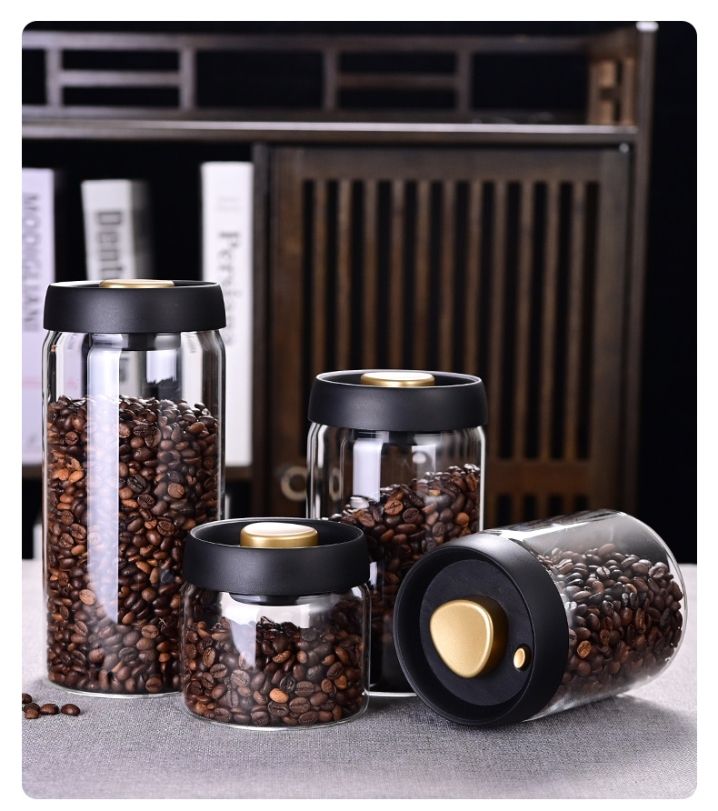Food Storage Jar Glass - コーヒー豆保存瓶、真空密閉瓶、キッチン食品保存ガラス瓶、鮮度保持瓶
