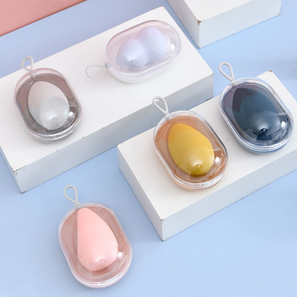 Egg Storage Holder - 4個入りのおしゃれなメイクアップエッグ収納ボックス、小型軽量パウダーパフホルダー、旅行、自宅、オフィス用、スポンジを清潔に保ち、健康的な美しさを保ちます。