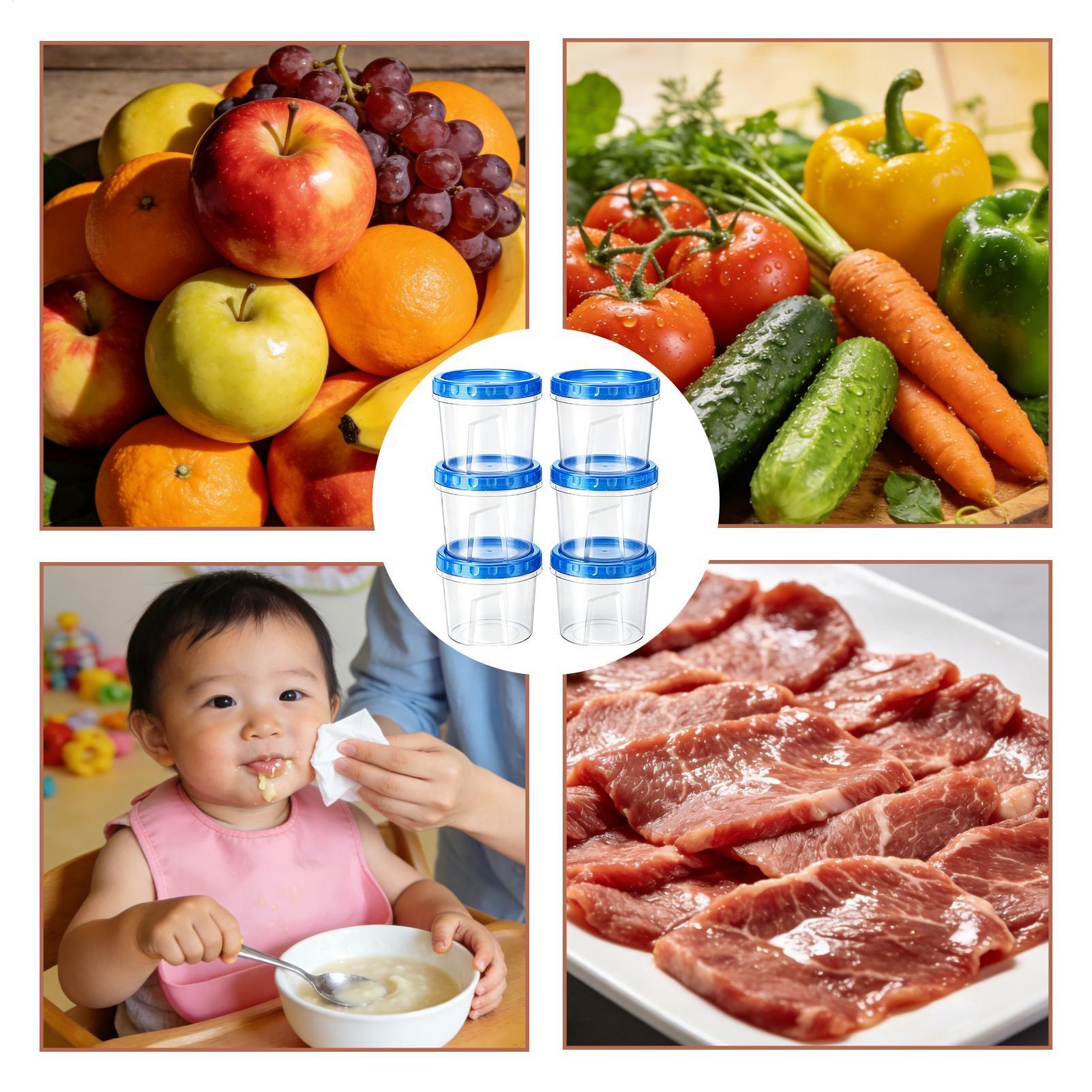 Food Storage In The Kitchen - 冷凍庫用食品保存容器 6個入り 16オンス 漏れ防止 積み重ね可能な冷凍庫用食品保存容器 冷蔵庫キッチン用