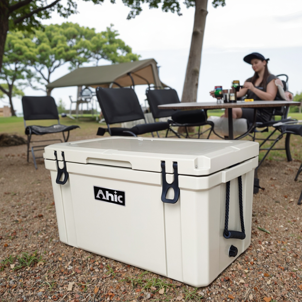 Food Storage In Cooler - 75Lポータブルハードロトモールドクーラーボックス、防水保温PEアイスチェスト、アウトドア旅行、食品、ワイン保管、キャンプ、釣り用