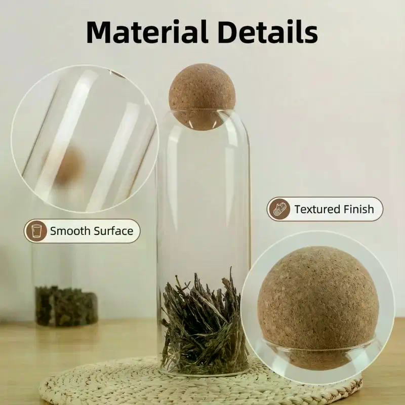 Food Storage Jar Glass - 4サイズ密封ガラス瓶コルク栓コーヒー豆ドライフルーツ保存容器キッチン食品多穀物保存瓶コルク茶葉瓶