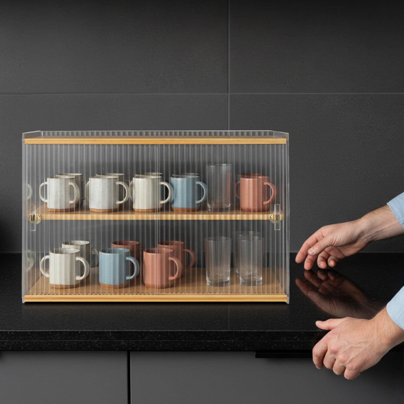 Food Storage In The Kitchen - カップ収納ラック、竹製サイドボード、キッチン、リビングルーム、ダイニング寝室用食器棚キャビネット