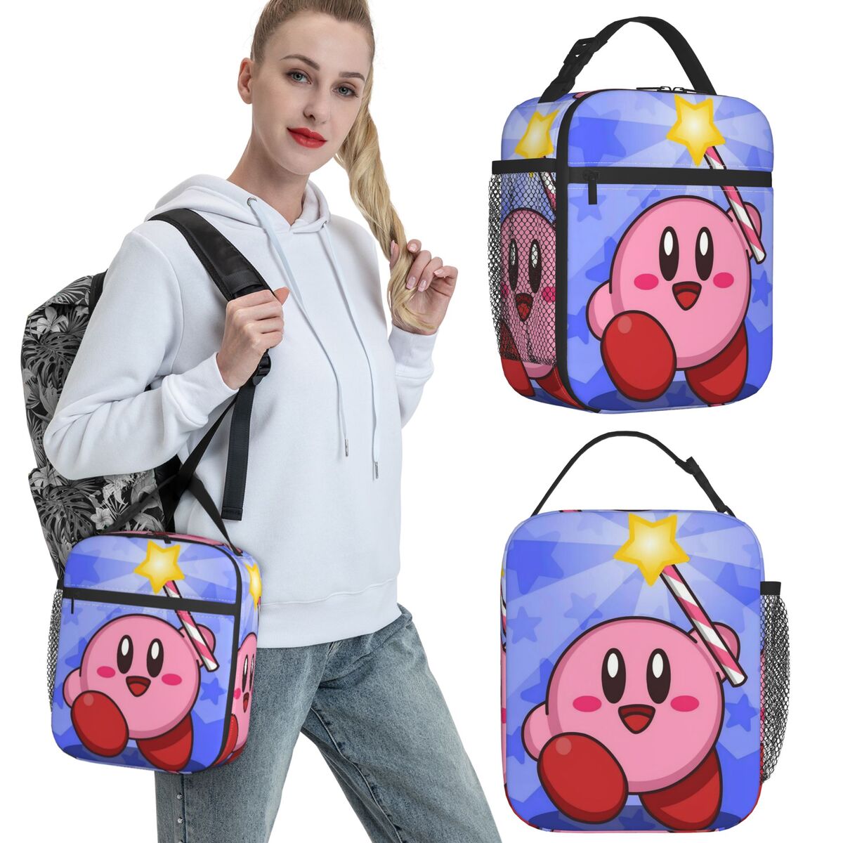 Food Storage In Cooler - ピンクカービィ面白いゲーム製品断熱ランチバッグ旅行用食品保存袋漏れ防止サーマルクーラーランチボックス