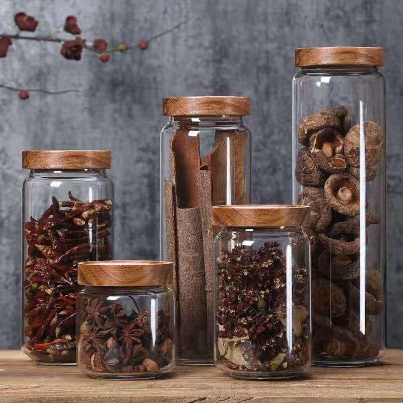 Food Storage Glass Round - 丸いガラス管ジャーacia,ガラスの瓶,密閉されたガラスの瓶,キッチンの収納