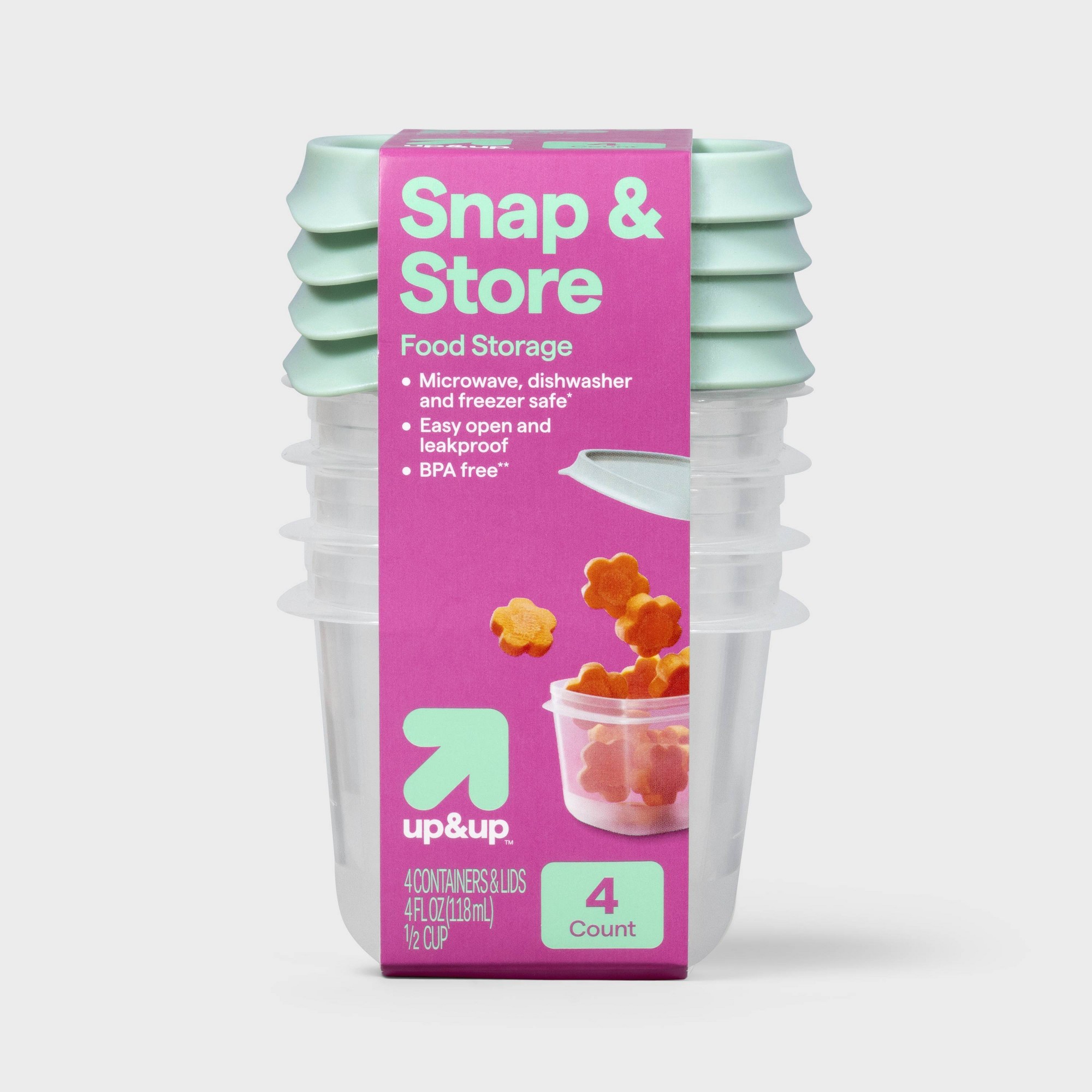 Food Storage Prep Containers - 4個入りミニスクエアハーフカップ食品保存容器、BPAフリーの積み重ね可能なプラスチック製スナックカップ、キッチンでの食事の準備に