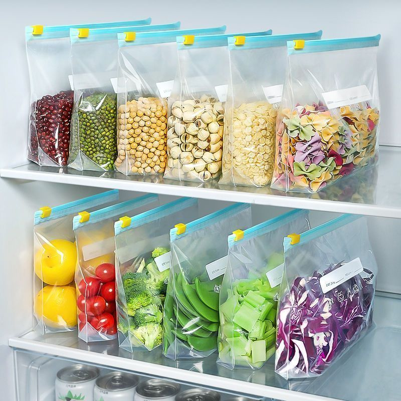 Food Storage Zipper Bags - 100 個のスライダーガロン食品保存冷凍庫バッグ、スタンドアップボトム付き、再利用可能な食品保存バッグ、スライドジッパーバッグポーチ JAF305