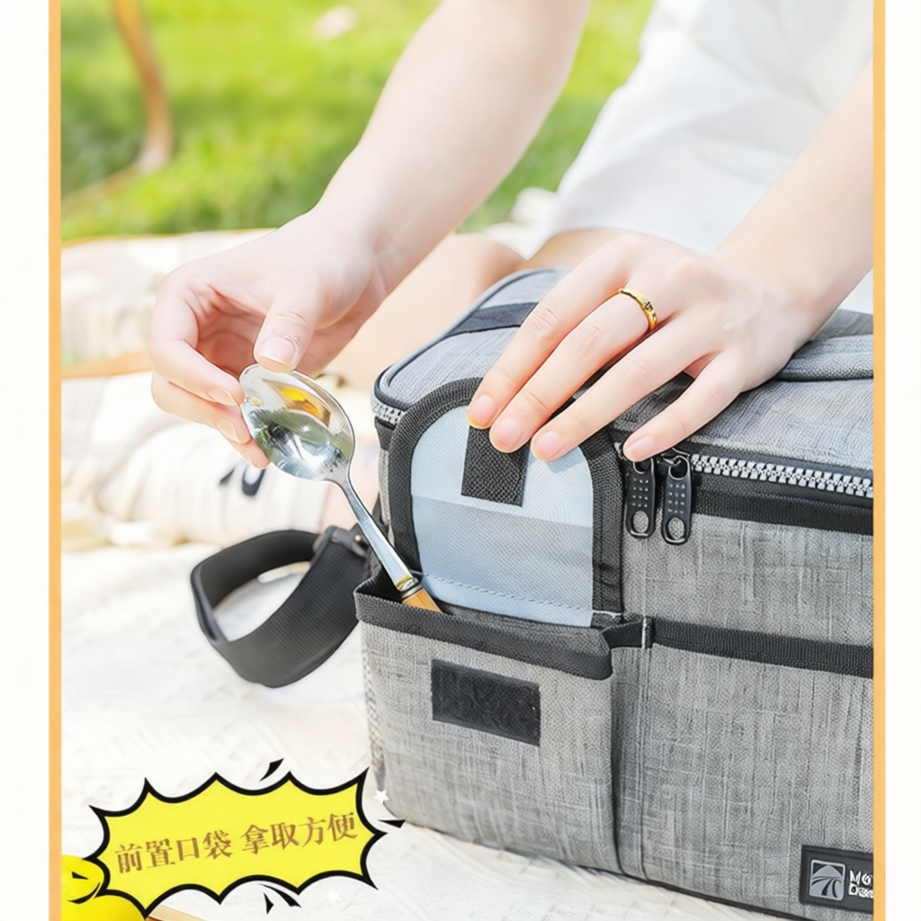 Food Storage In Cooler - 現代的な二層構造の保温ランチクーラーバッグ、大容量食品保存オーガナイザーポーチ、毎日の旅行に最適