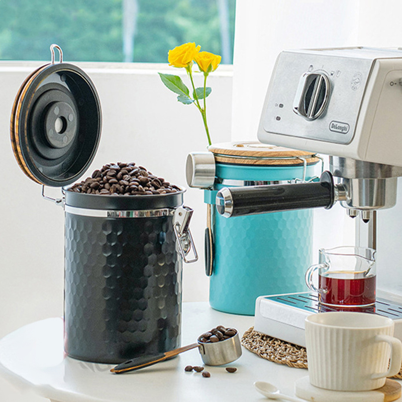 Food Storage Canister - キッチンステンレス製コーヒー缶 密閉コーヒー豆食品保存容器 スコップ付き