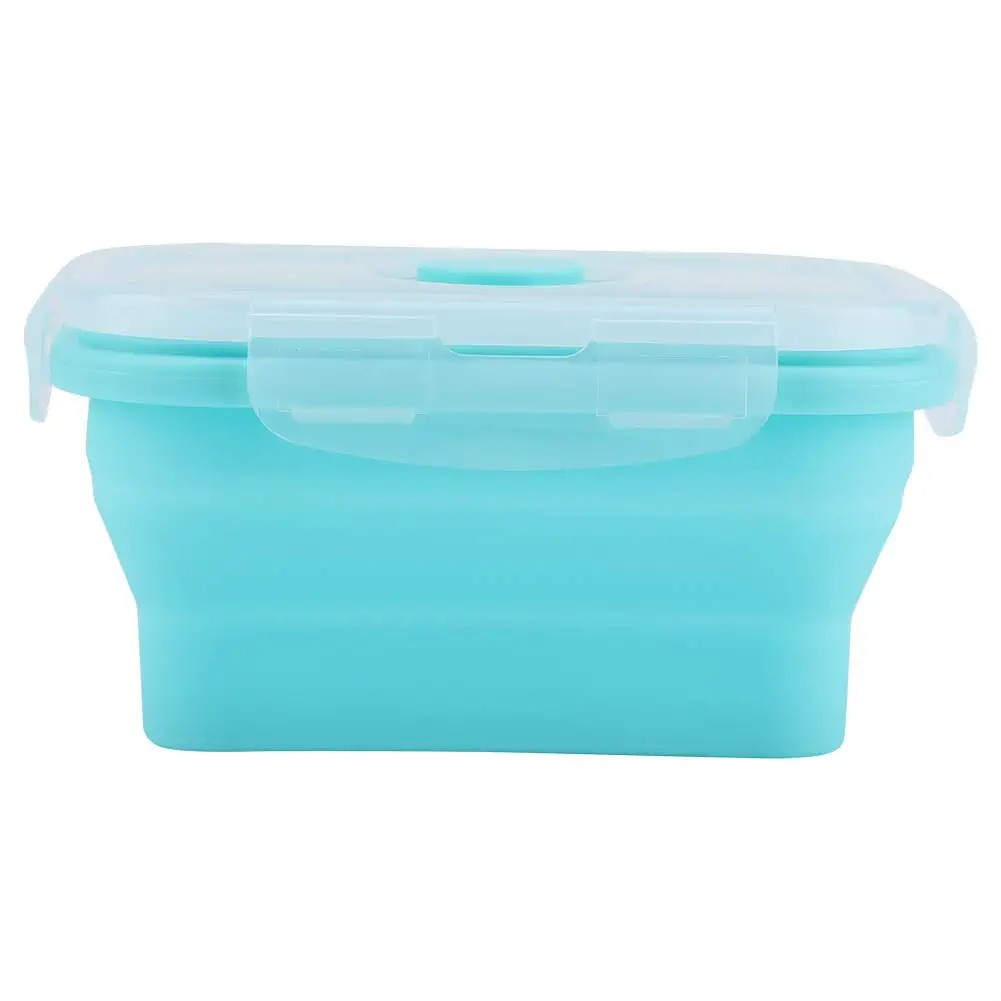 Food Storage Silicone - 4 サイズ折りたたみシリコーン食品容器ポータブル弁当弁当箱マイクロウェア家庭用キッチン屋外食品保存容器ボックス