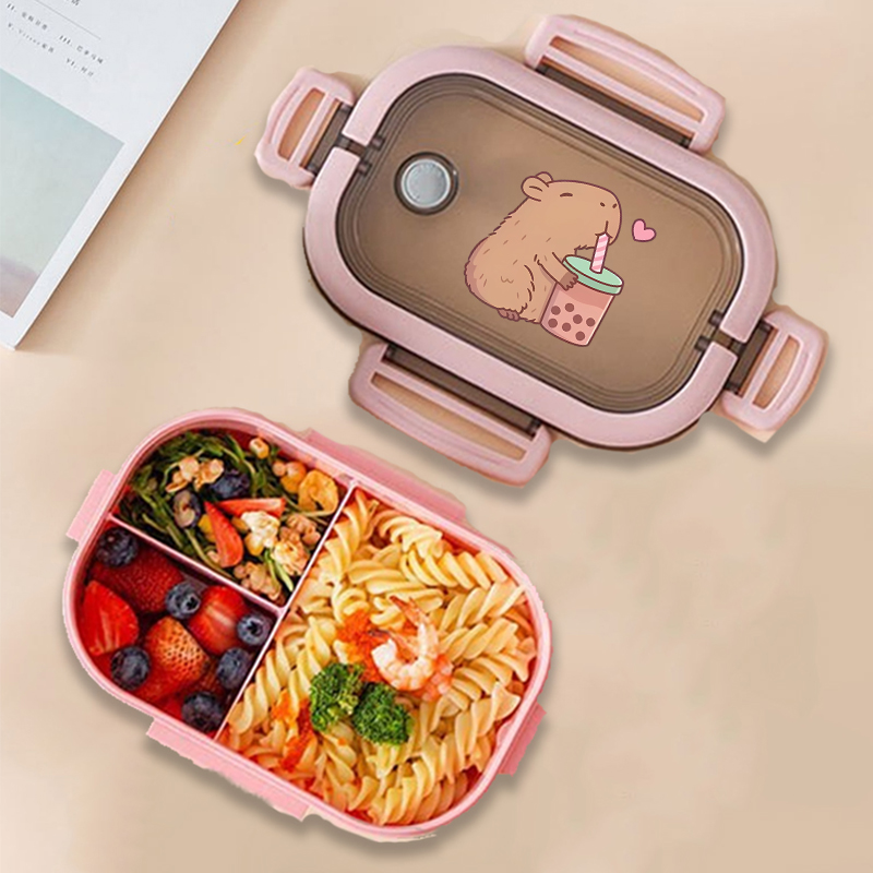 Food Storage In The Kitchen - カピバラ弁当箱アニメ動物プリント食品保存容器子供学校ピクニック弁当箱男の子女の子オフィスディナーケース