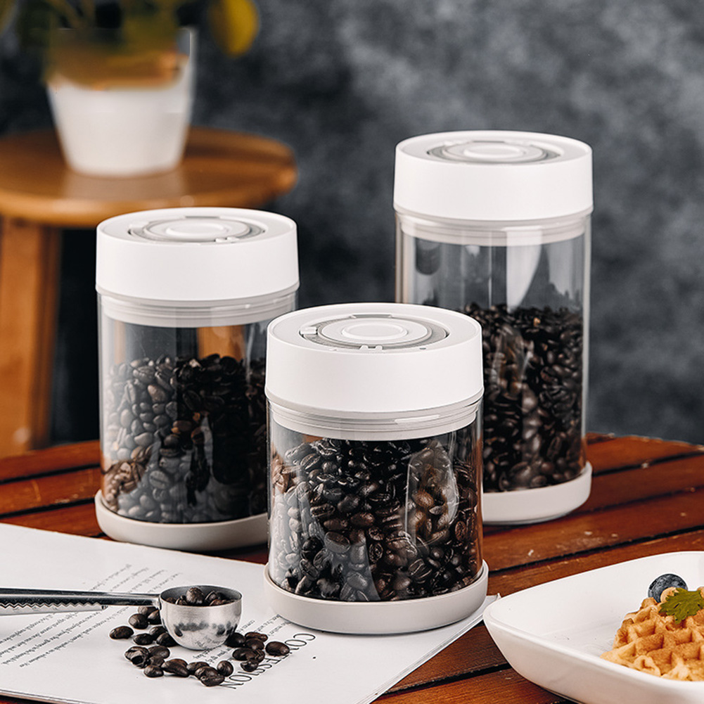 Food Storage Canister - キッチン防湿ガラスコーヒー豆ジャー自動インテリジェント真空保存密封ジャー食品フルーツシリアルティーコンテナ