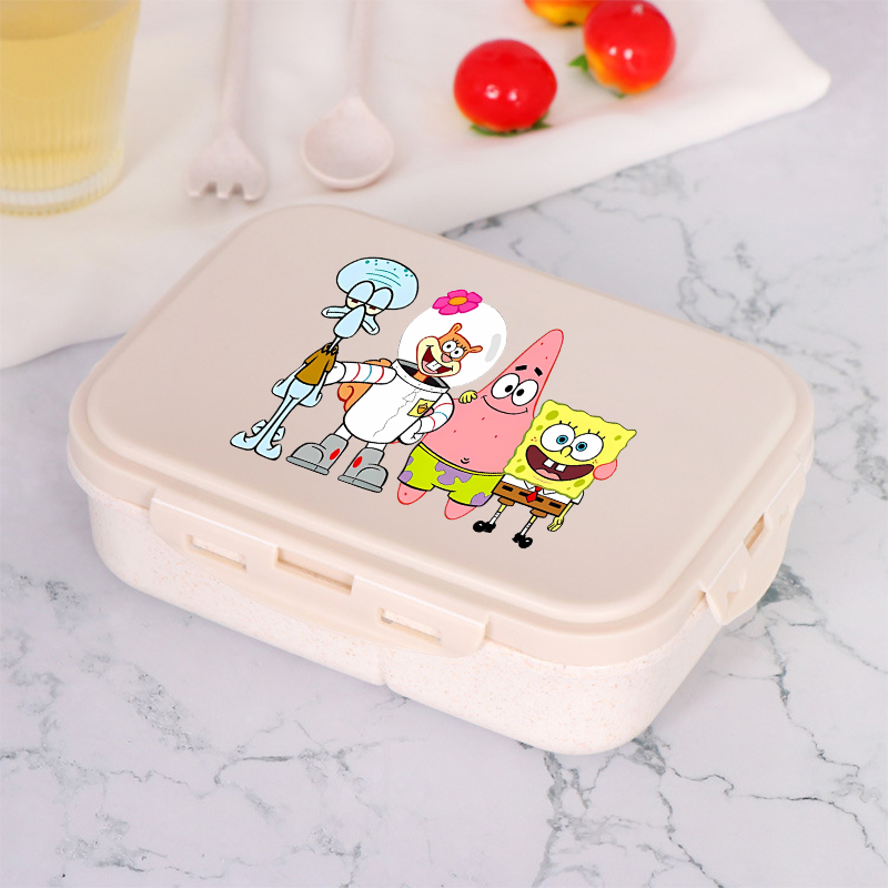 Food Storage System - 新しいスポンジボブスクエアパンテッドランチボックスアニメ漫画プリントランチボックス子供学校食品保存ボックスかわいい温かい食品容器ギフト