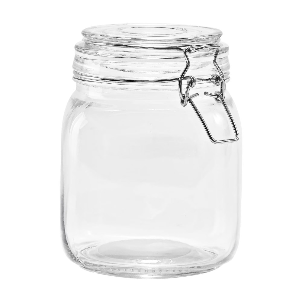 Food Storage Canister - メインステイズ 38オンス ガラス製食品保存容器 ロック式密閉蓋付き、キッチンパントリー収納容器