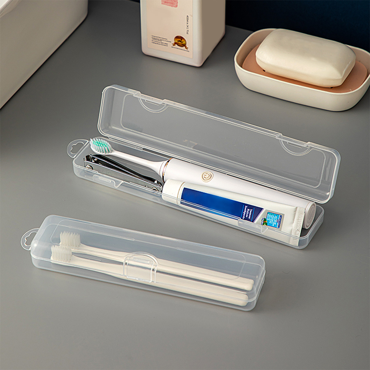 Food Storage System - WORTHBUY 歯ブラシ用のポータブルプラスチックオーガナイザー,歯ブラシホルダー,歯磨き粉ボックス,収納コンテナ
