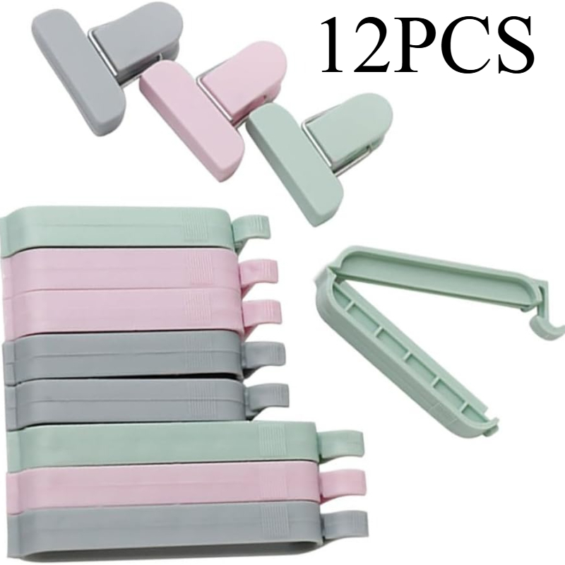 Food Storage Plastic Bag - 12個入りミックスカラープラスチック製シーリングクリップ、食品保存用バッグクリップ、スナックチップバッグシーラー、防湿、キッチンシーリング用