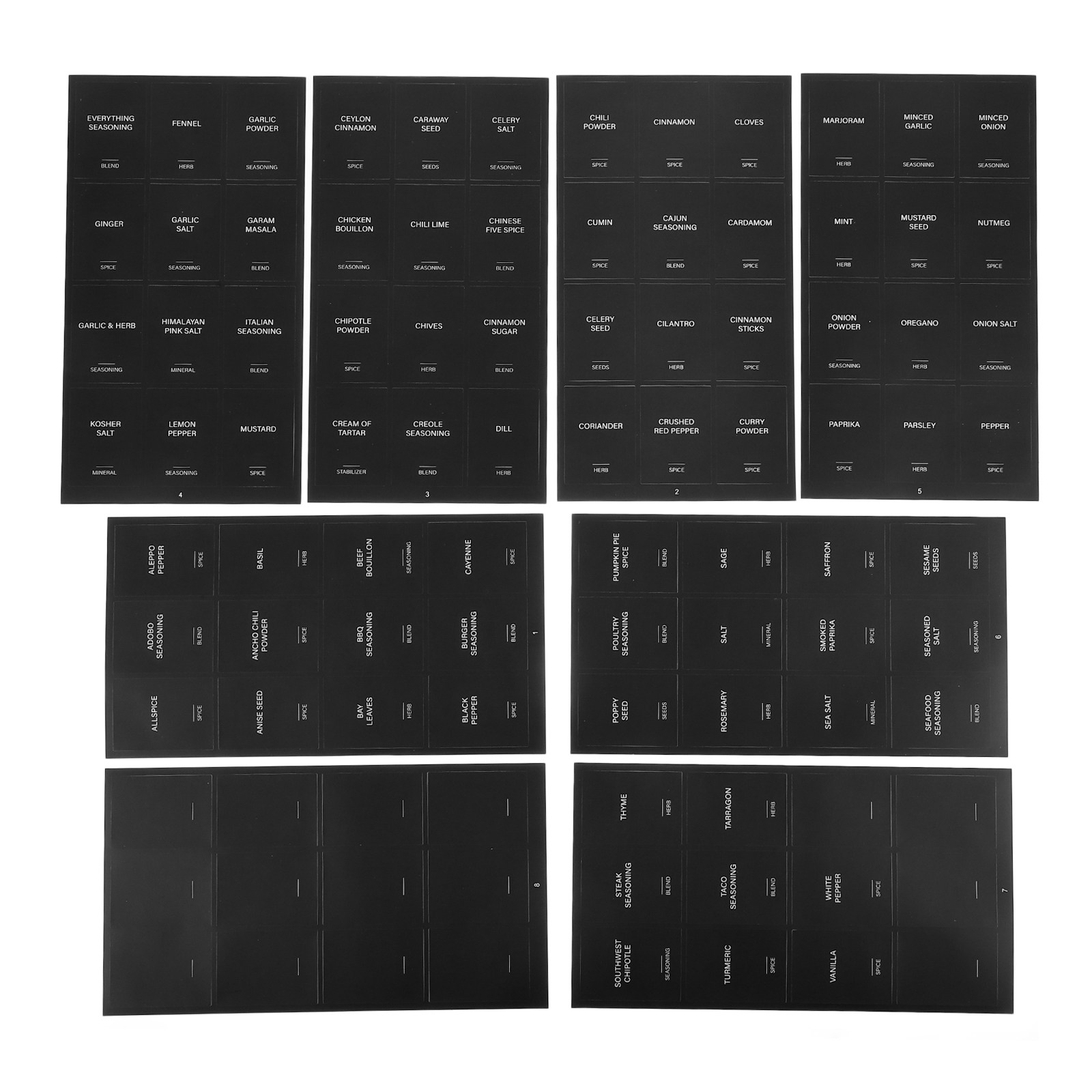 Food Storage Organization - 32枚入りスパイスステッカー 防水長方形ラベル キッチン容器 食品保存瓶 パントリー整理 分類用