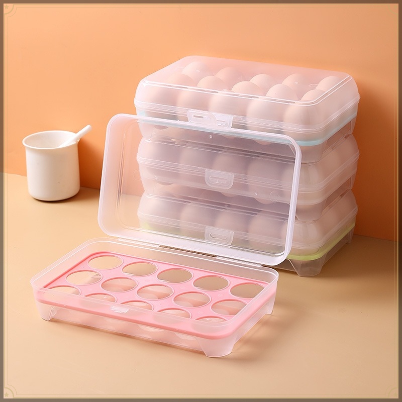 Egg Storage Holder - 卵収納ボックス 15グリッド PP製 透明 取り外し可能 防塵