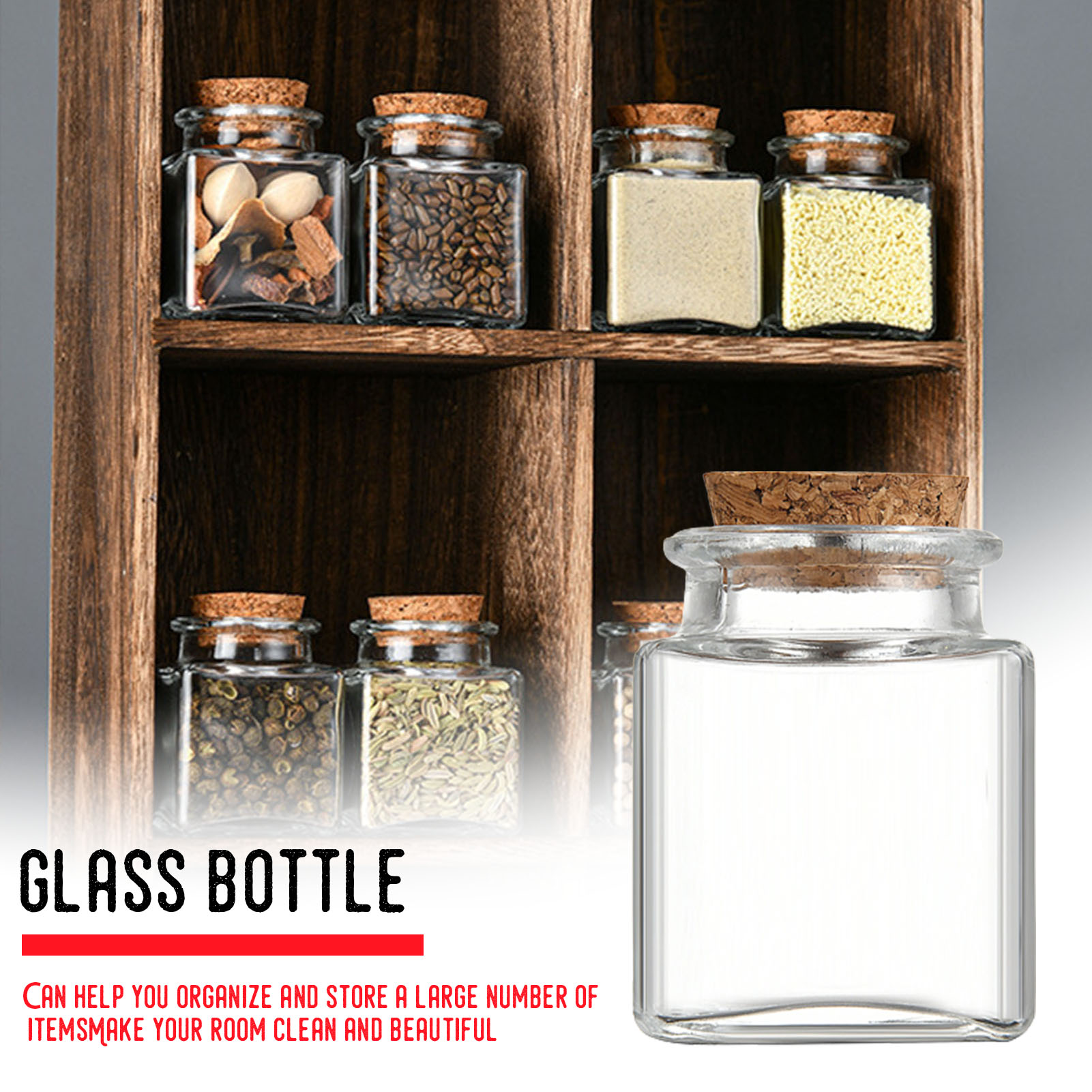 Food Storage Jar Glass - 1/5/10 個ガラス保存瓶キッチンパントリーオーガナイザー気密蓋スパイス砂糖コーヒーティーボトルドライフード容器