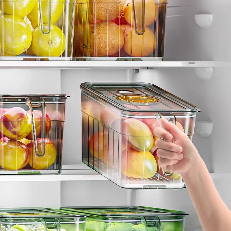 Food Storage System - 冷蔵庫整理収納ボックス、卵、果物、野菜、食品グレードの収納小分け鮮度保持ボックス