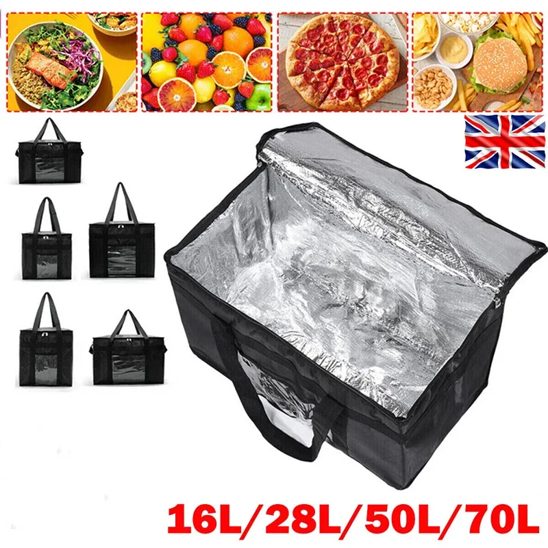 Food Storage Zipper Bags - 16L-70L 断熱サーマルトートバッグビッグストレージクーラー配信ジッパーサーマルケースピクニックキャンプ錫箔食品バッグ