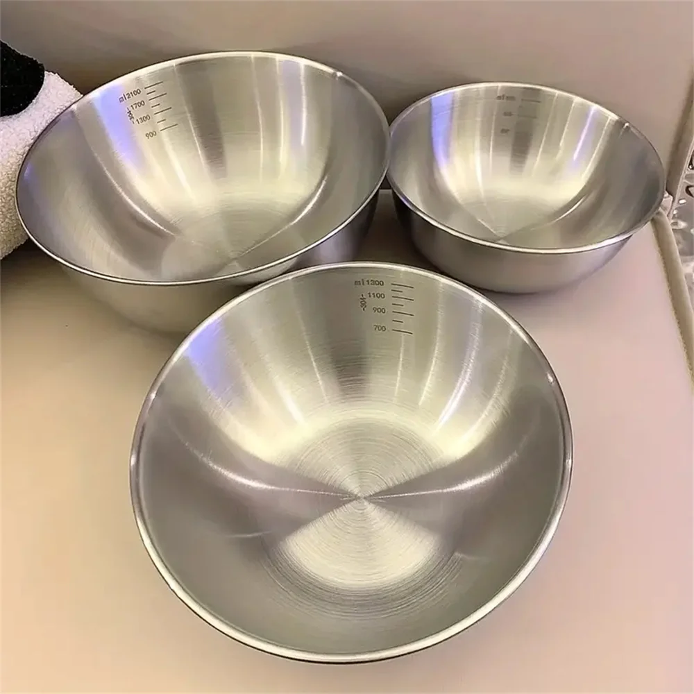 Food Storage In The Kitchen - 1～3個のステンレス製ボウルセット、計量機能付き、調理、ベーキング、食品保存用、大容量ミキシングボウル、家庭用キッチン必需品
