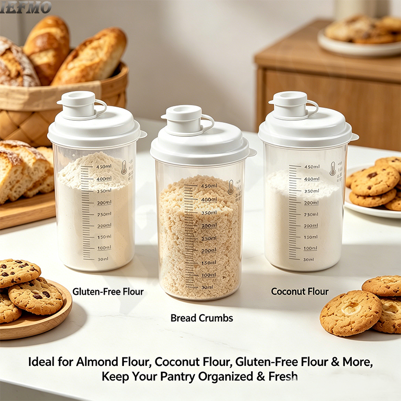 Food Storage Canister - 蓋付き気密食品保存容器 砂糖ディスペンサー 黒糖・塩・小麦粉用密閉容器 防湿乾燥食品用