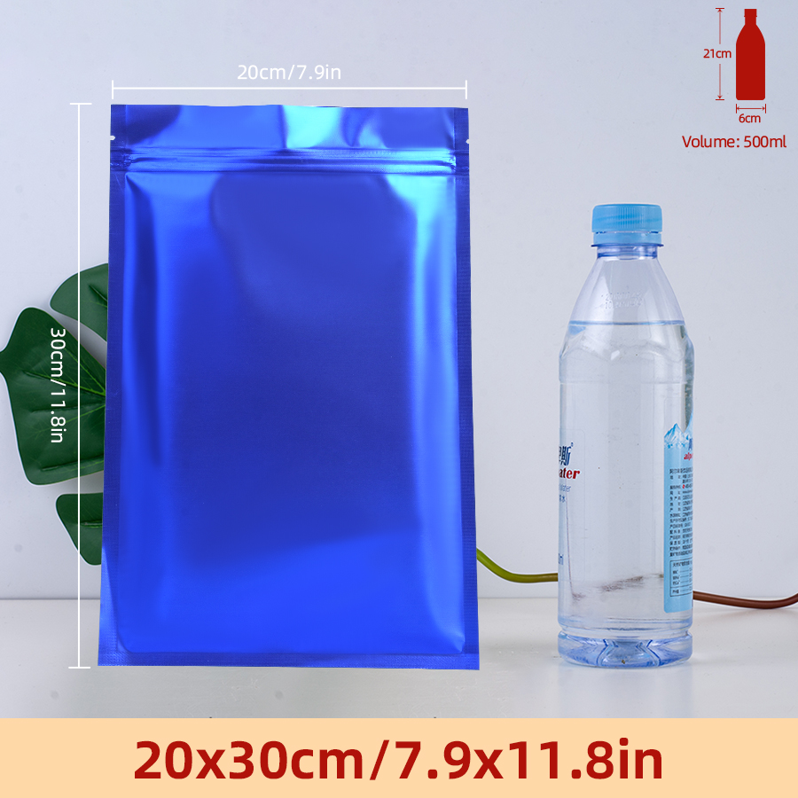 Food Storage Zipper Bags - 100個のマットブルーフォイルジッパーポーチ、自家製スナック用の再利用可能な保存袋、毎日の食品や小物の詰め合わせパック