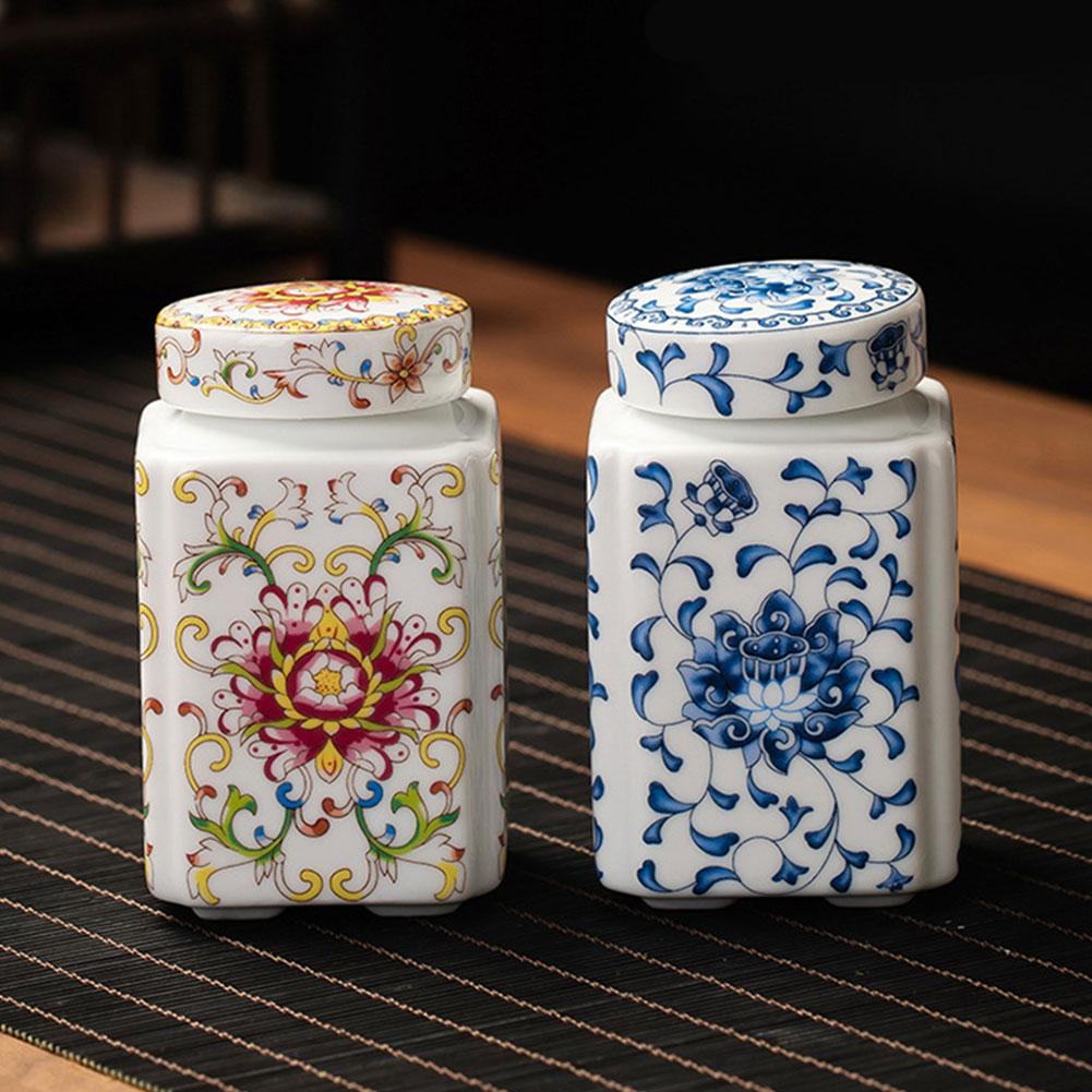 Food Storage Organization - キッチン調味料用セラミックティーポット中国伝統風蓋付き気密食品保存容器再利用可能なパントリー整理用具