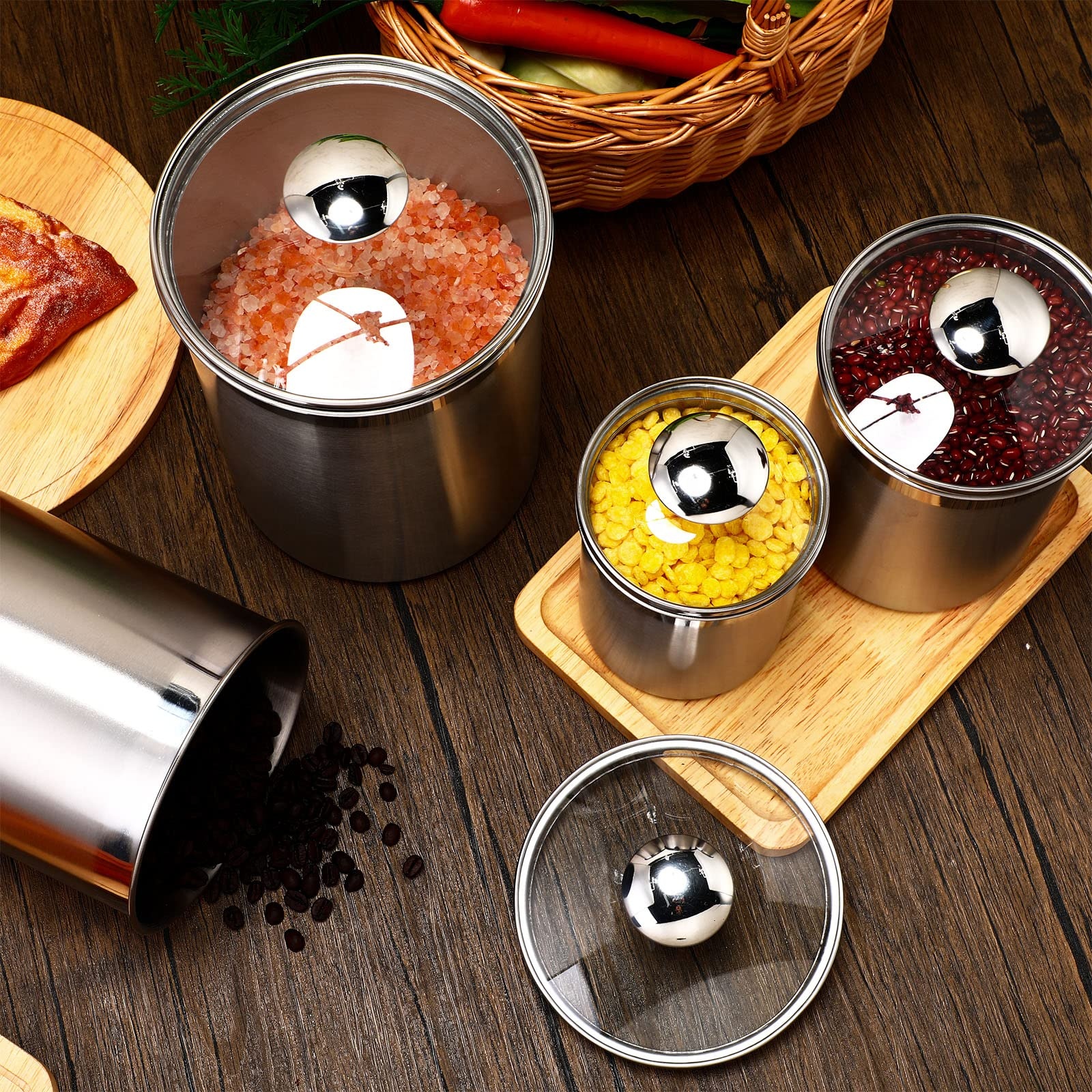 Food Storage Canister - 食品保存容器 茶葉 コーヒー 砂糖 小麦粉 密閉
