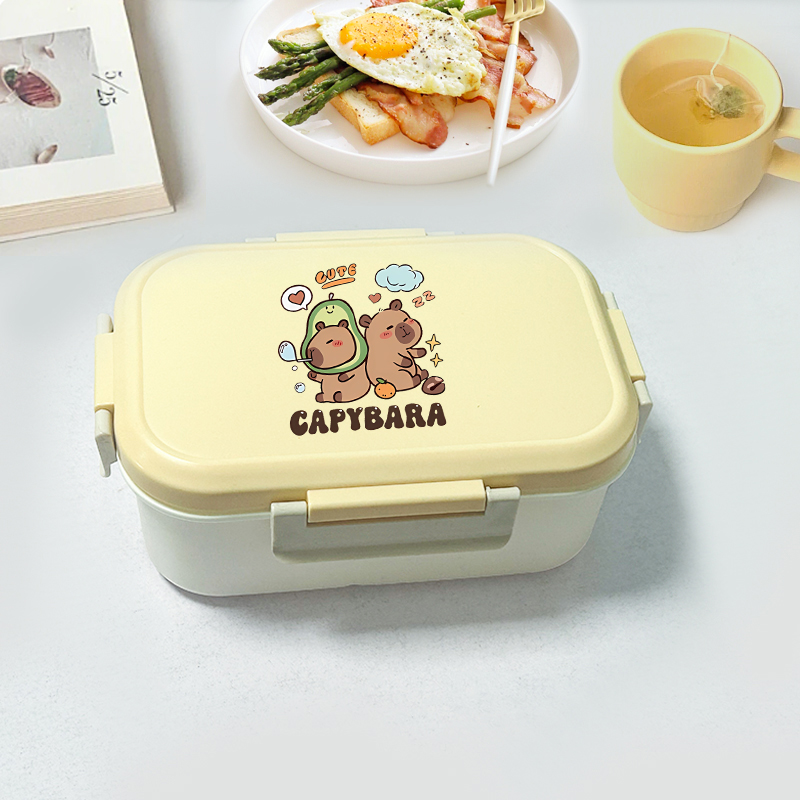 Food Storage In The Kitchen - カピバラ弁当箱 漫画風プリントランチボックス 子供用 男の子女の子 学校給食保存容器 子供誕生日プレゼント