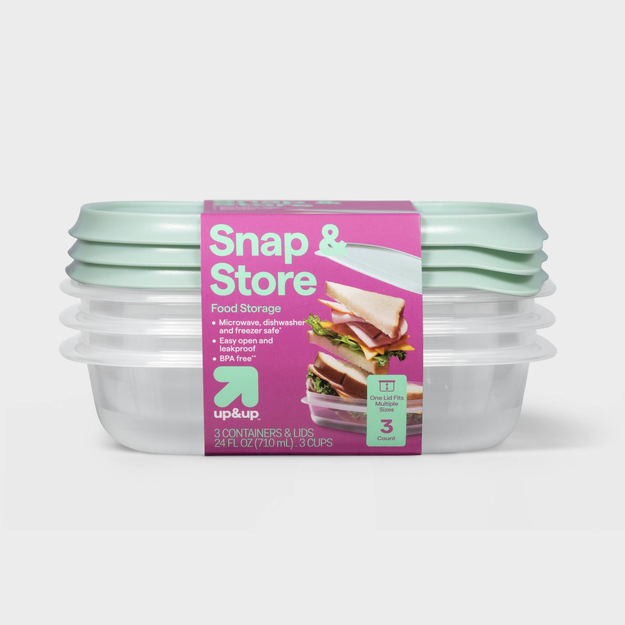 Food Storage Prep Containers - 3立方インチの正方形食品保存容器、スナップ蓋付き、キッチン整理用の透明な再利用可能なミールプレップボックス