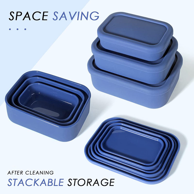 Food Storage Prep Containers - 漏れ防止弁当箱 再利用可能 BPAフリー 食事準備容器 食品食事保管用シリコン弁当箱 子供