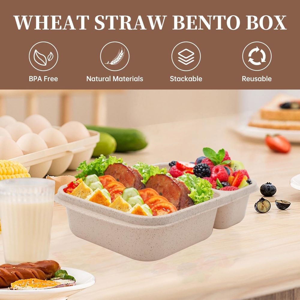 4パック弁当箱、2つのコンパートメント付き食事準備容器、蓋付 - Food Storage Prep Containers のレビューと価格