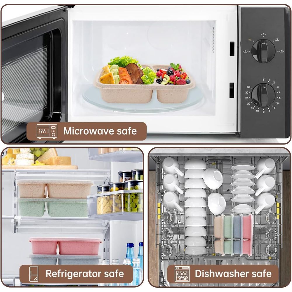4パック弁当箱、2つのコンパートメント付き食事準備容器、蓋付 - Food Storage Prep Containers のレビューと価格
