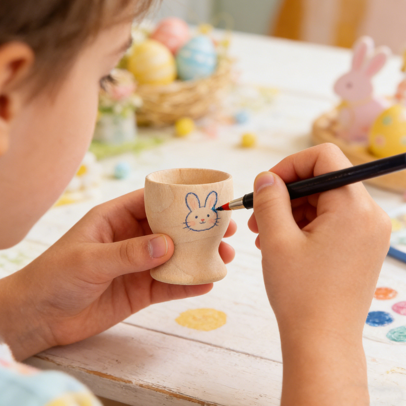12個入り木製エッグカップDIY無地卵スタンド子供用ペイント - Egg Storage Holder のレビューと価格