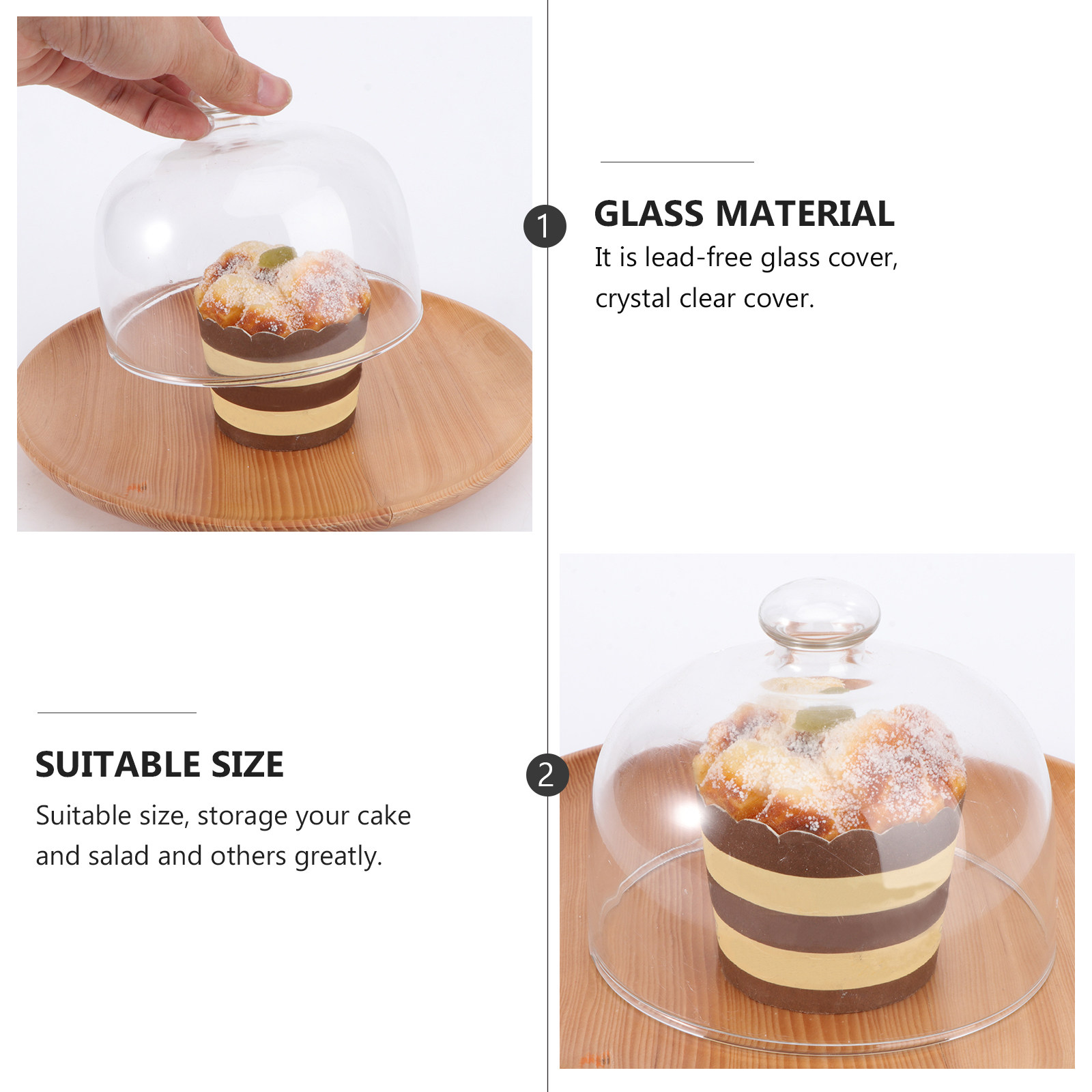 1 個クリアケーキドームガラスカバー直径 13 センチメート - Food Storage Glass Round のレビューと価格