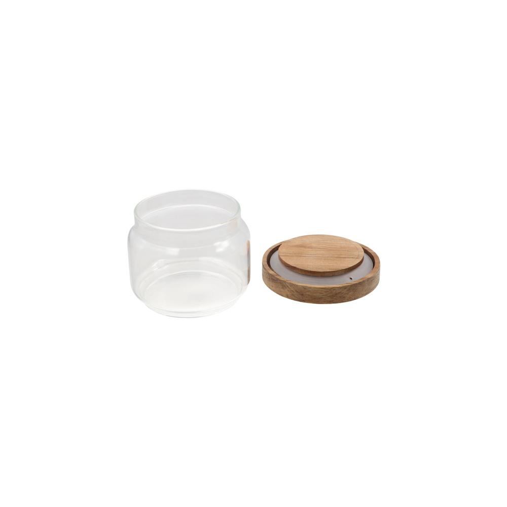 木製蓋付きガラス食品保存瓶透明コーヒー豆キッチン容器丸型厚み - Food Storage Glass Round のレビューと価格