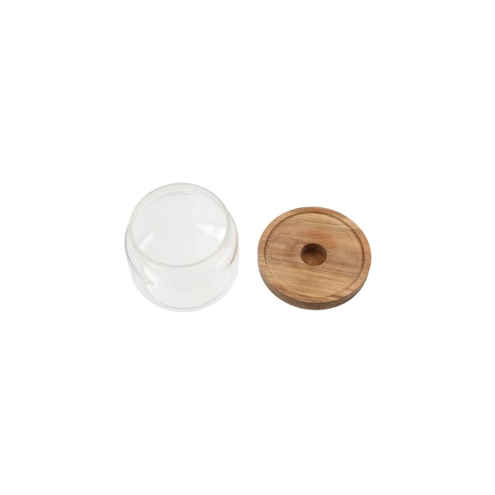 木製蓋付きガラス食品保存瓶透明コーヒー豆キッチン容器丸型厚み - Food Storage Glass Round のレビューと価格