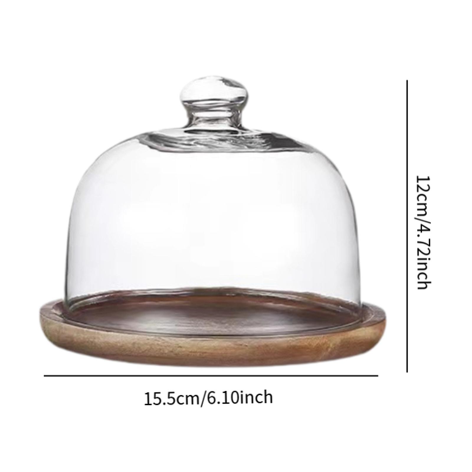木製ケーキスタンド ガラスカバー付き ケーキフルーツディスプ - Food Storage Glass Round のレビューと価格