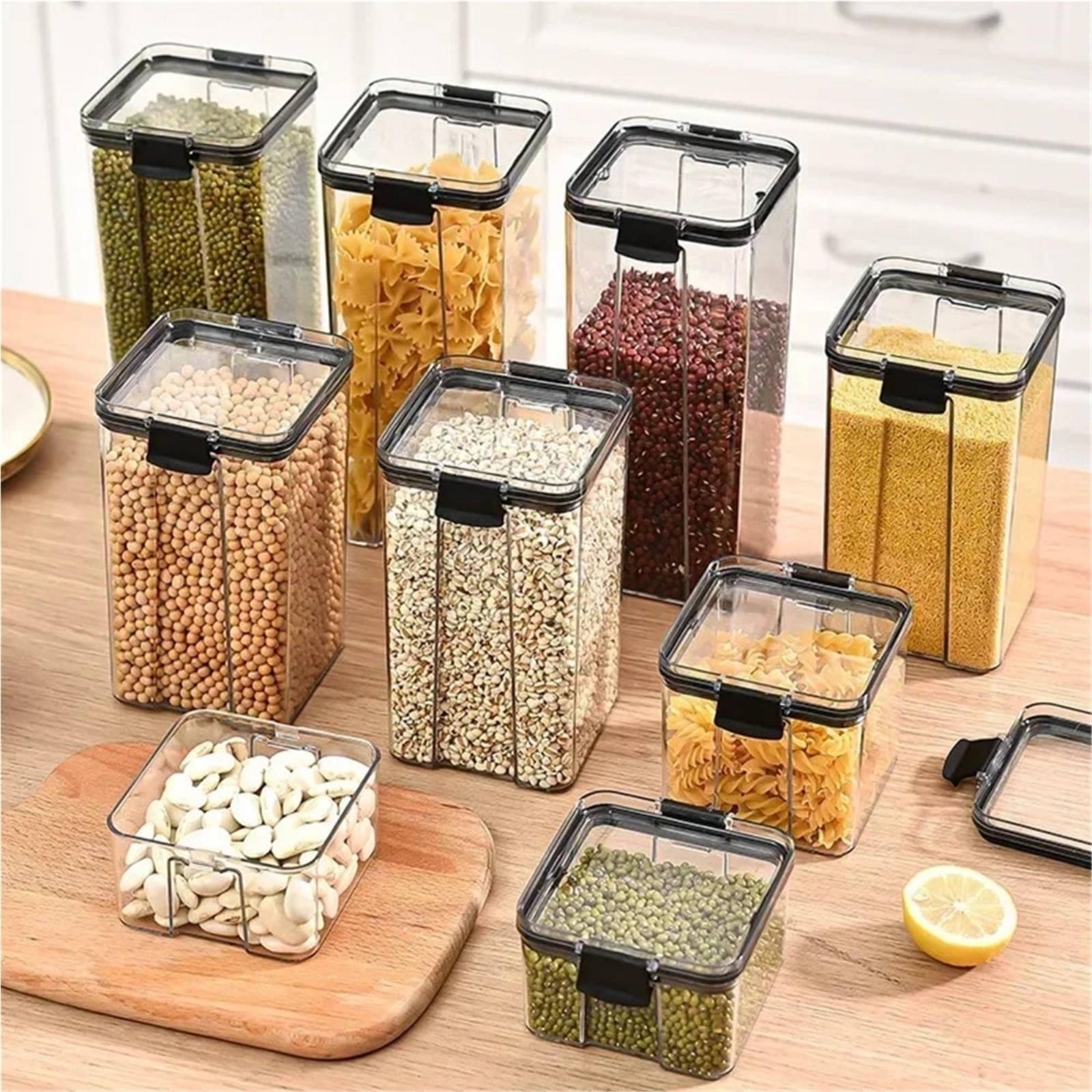気密食品保存容器、防湿密閉穀物保存瓶、透明プラスチックキャニ - Food Storage Canister のレビューと価格