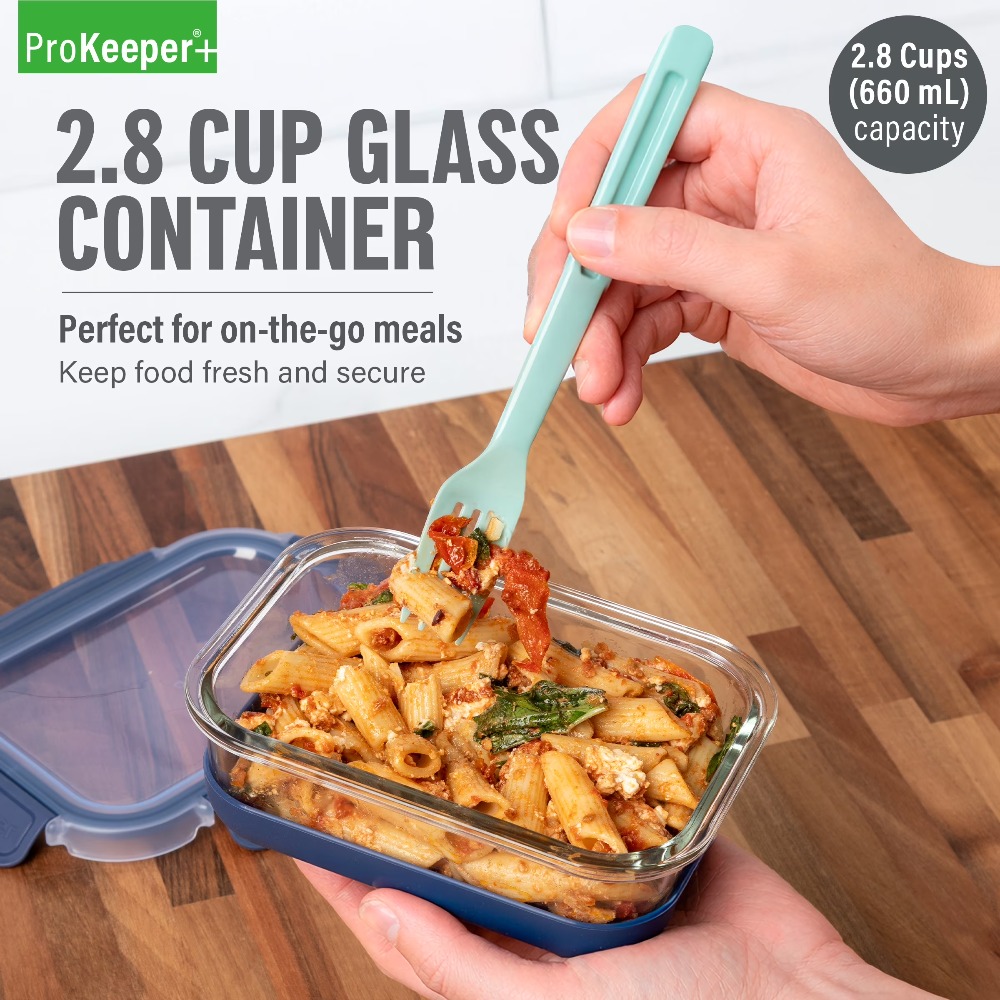 2.8カップガラス製食品保存容器、シリコンベースと気密ロック - Food Storage Silicone のレビューと価格