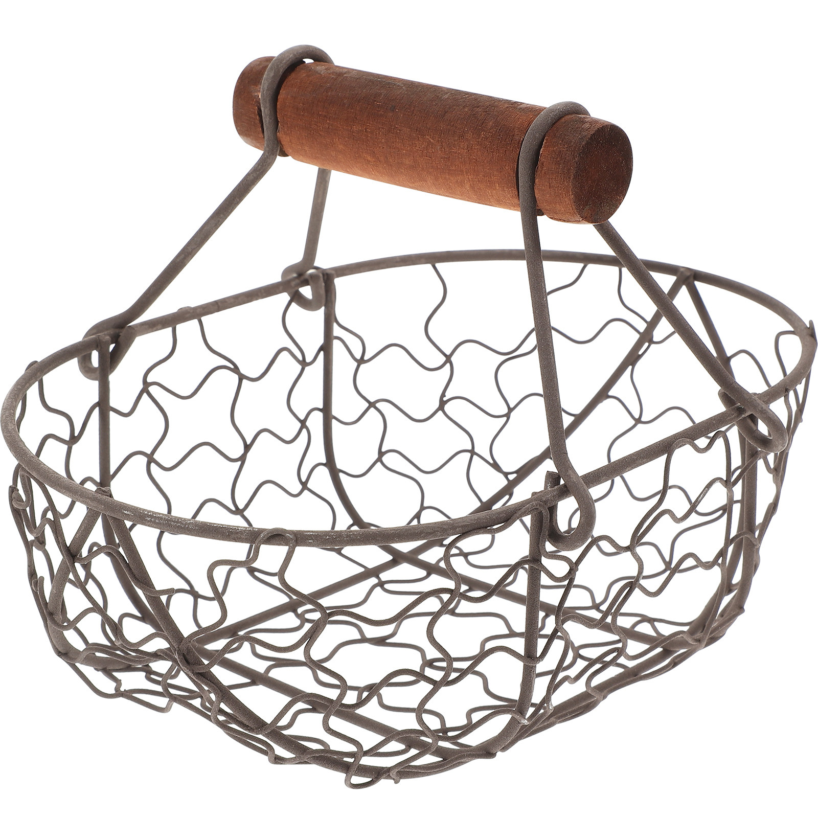 素朴な鉄線収納バスケット 大容量フルーツバスケット 木製ハン - Egg Storage Holder のレビューと価格