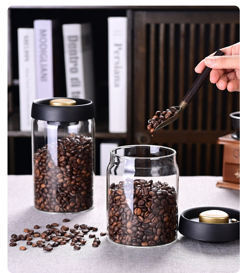 コーヒー豆保存瓶、真空密閉瓶、キッチン食品保存ガラス瓶、鮮度 - Food Storage Jar Glass のレビューと価格