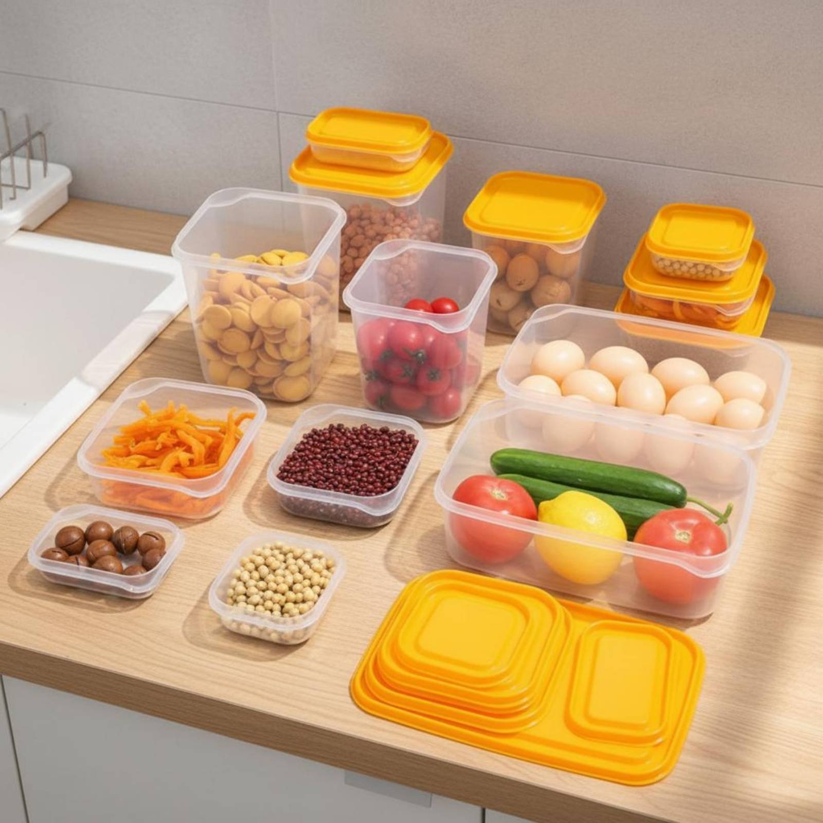 17個入り冷蔵庫収納ボックスセット、漏れ防止プラスチック食品 - Food Storage Box Plastic のレビューと価格
