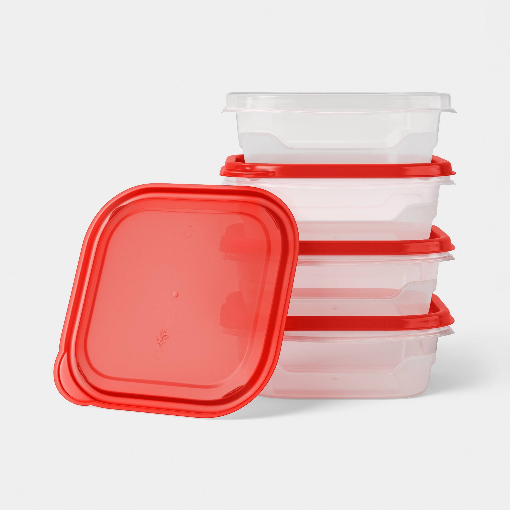 4個入り小型正方形食品保存容器、スナップ蓋付き、23オンス再 - Food Storage Prep Containers のレビューと価格