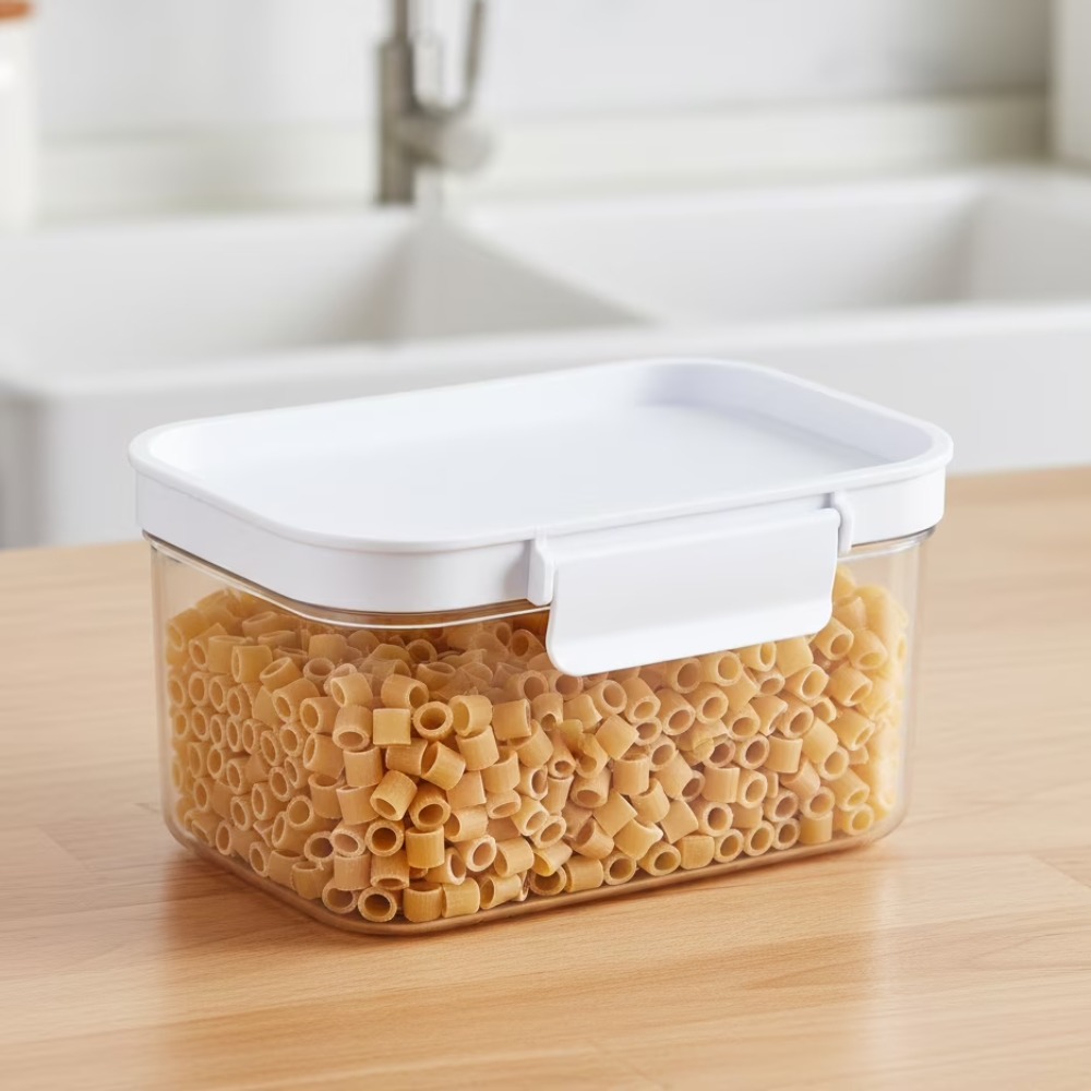 小さな長方形のプラスチック製食品保存容器、蓋付き、キッチン用 - Food Storage Canister のレビューと価格