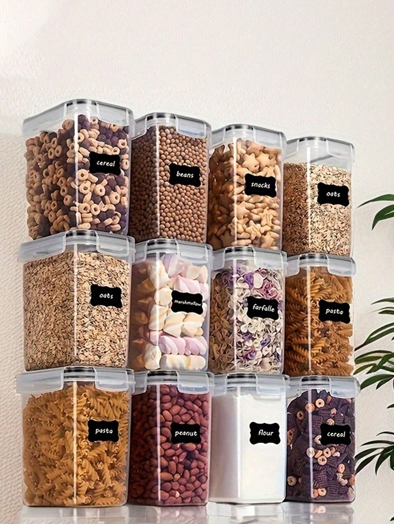 48個の気密食品保存容器、簡単ロック蓋付きの無料プラスチック - Food Storage Organization のレビューと価格