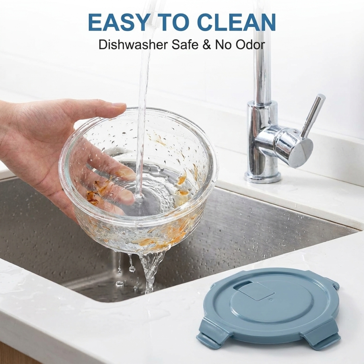 ロックブルー丸型ガラス製食品保存容器 1000ml、電子レン - Food Storage Glass Round のレビューと価格